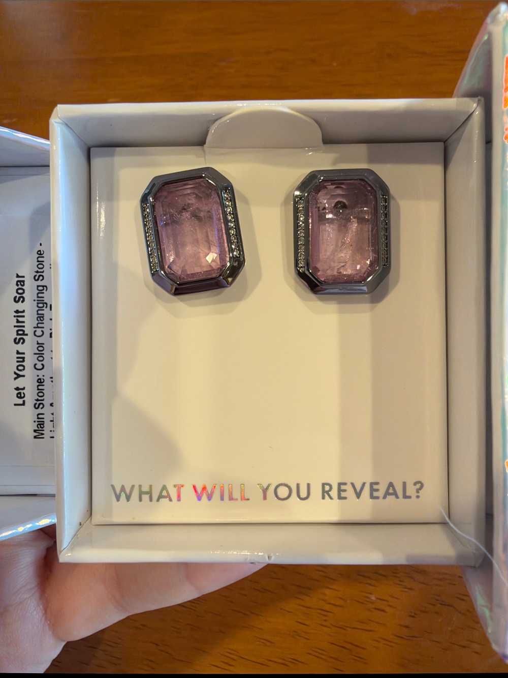 Faceted Purple Octagon Stud Earrings in Silver-Tone Setting